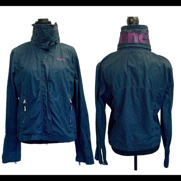 Bench Navy blue purple detail hooded barbeque jacket Sz XL - Picture 1 of 12